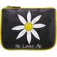 Yoshi Daisy He Loves Me Applique Leather Coin Purse
