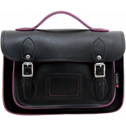 Yoshi Dewhurst Black / Purple Leather Satchel / Small Work Bag
