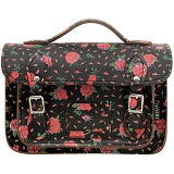 Yoshi Dewhurst Satchel / Small Leather Work Bag (Black Roses)