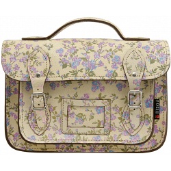 Yoshi Dewhurst Satchel / Small Leather Work Bag (Cream Floral)