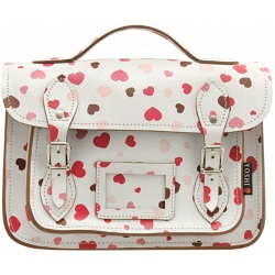 Yoshi Dewhurst Heart Print Satchel / Small Leather Work Bag