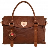 Yoshi Farley Heart Lock Leather Tote Bag / Shoulder Bag (Brown)