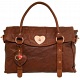 Yoshi Farley Heart Lock Leather Tote Bag / Shoulder Bag (Brown)