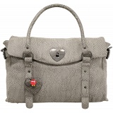 Yoshi Farley Heart Lock Leather Tote Bag / Shoulder Bag (Grey Python)