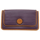 Yoshi Florence Leather Flapover Purse with Woven Button Detail