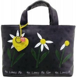 Yoshi Hampton Daisy He Loves Me Applique Leather Grab Bag / Handbag
