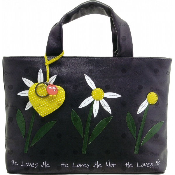 Yoshi Hampton Daisy He Loves Me Applique Leather Grab Bag / Handbag