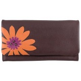 Yoshi Mabelle Flower Applique Large Flap Over Leather Purse