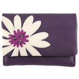 Yoshi Marissa Flower Applique Medium Flap Over Leather Purse