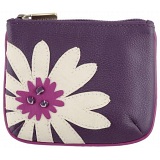 Yoshi Marissa Flower Applique Leather Zip Top Coin Purse