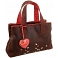Yoshi Marnie Leaf Applique Leather Grab Bag / Handbag (Brown)