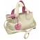 Yoshi Marnie Leaf Applique Leather Grab Bag / Handbag (Cream)