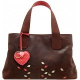 Yoshi Marnie Leaf Applique Leather Grab Bag / Handbag (Brown)