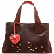 Yoshi Marnie Leaf Applique Leather Grab Bag / Handbag (Brown)