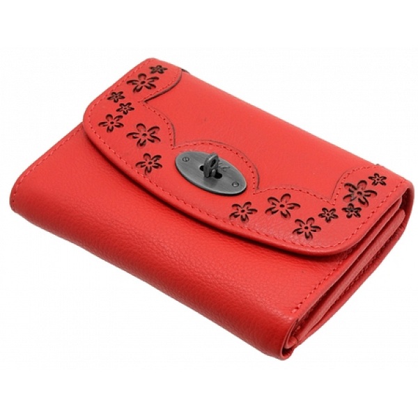 Yoshi Maryport Leather Purse with Cut-Out Flower Detail