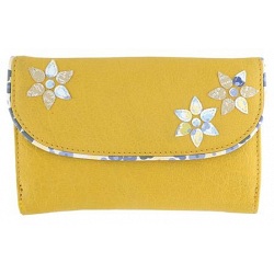Yoshi Miller Flower Applique Large Leather Flap Over Purse