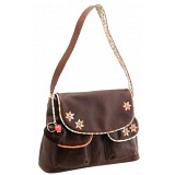 Yoshi Miller Flower Applique Leather Shoulder Bag / Handbag