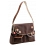 Yoshi Miller Flower Applique Leather Shoulder Bag / Handbag Chocolate 