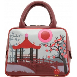 Yoshi Osaka Japan Applique Leather Grab Bag / Handbag