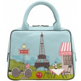 Yoshi Paris Tour Eiffel Tower Applique Leather Grab Bag / Handbag