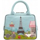Yoshi Paris Tour Eiffel Tower Applique Leather Grab Bag / Handbag