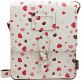 Yoshi Rushmore Heart Print Across Body Leather Satchel