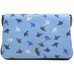 Yoshi Suzy Leather Clutch Bag with Detachable Shoulder Strap (Navy Print)