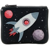 Yoshi Fly Me To The Moon Applique Leather Zip Top Coin Purse