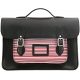 Yoshi Bixby Large Leather Satchel / Work Bag with Red Stripe Print