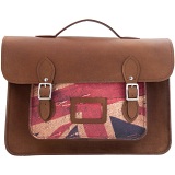 Yoshi Bixby Large Leather Satchel / Work Bag with Union Jack Print