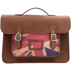 Yoshi Bixby Large Leather Satchel / Work Bag with Union Jack Print