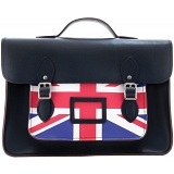 Yoshi Bixby Large Leather Satchel / Work Bag with Union Jack Print