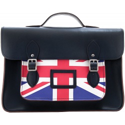 Yoshi Bixby Large Leather Satchel / Work Bag with Union Jack Print