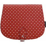 Yoshi Topher Leather Cartridge Satchel with Red Polka Dots Print