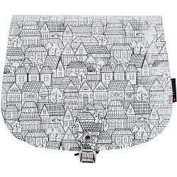 Yoshi Topher Leather Cartridge Satchel with Houses Print