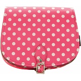 Yoshi Topher Leather Cartridge Satchel with Pink Polka Dots Print