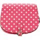 Yoshi Topher Leather Cartridge Satchel with Pink Polka Dots Print
