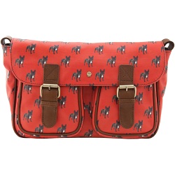 Yoshi Monaghan Canvas Satchel with Leather Trim (Dog Print)