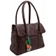 Yoshi Bloomsbury Leaf Charm Shoulder / Tote Flap Over Leather Handbag