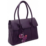 Yoshi Bloomsbury Heart Charm Shoulder / Tote Flap Over Leather Handbag