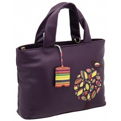 Yoshi Hampton Bird Applique Medium Size Grab Bag / Leather Handbag