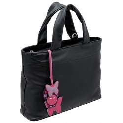 Yoshi Hampton Butterfly Charm Medium Grab Bag / Leather Handbag